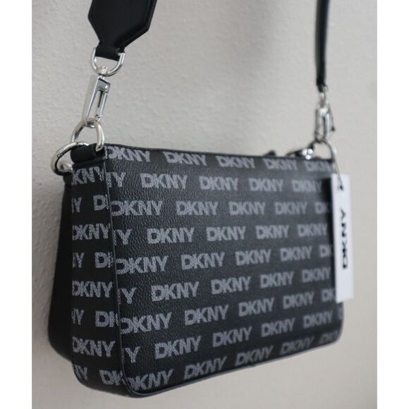 DKNY R43E5H15 Women's O/S Black PU Leather Logo Print Haven Crossbody Bag - Picture 12 of 16